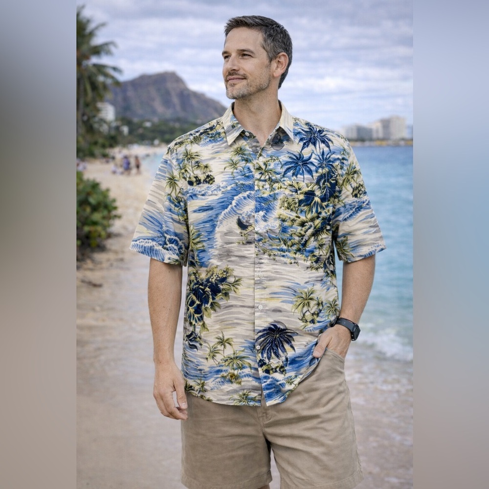 MENS SILK ICON HAWAIIAN SHIRT SS BUTTON DOWN TROPICAL FASHION